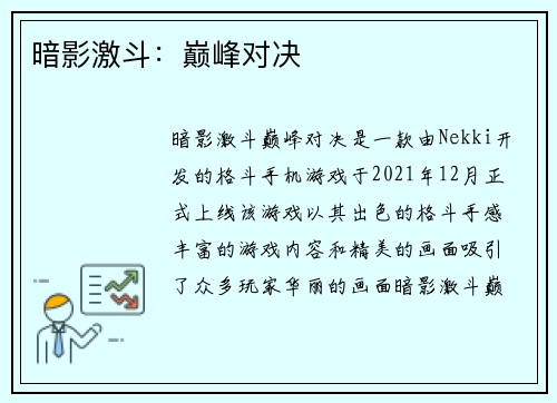 暗影激斗：巅峰对决